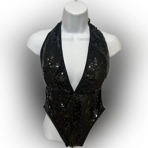 Juicy Couture Black Sequin One-Piece Swimsuit NWT